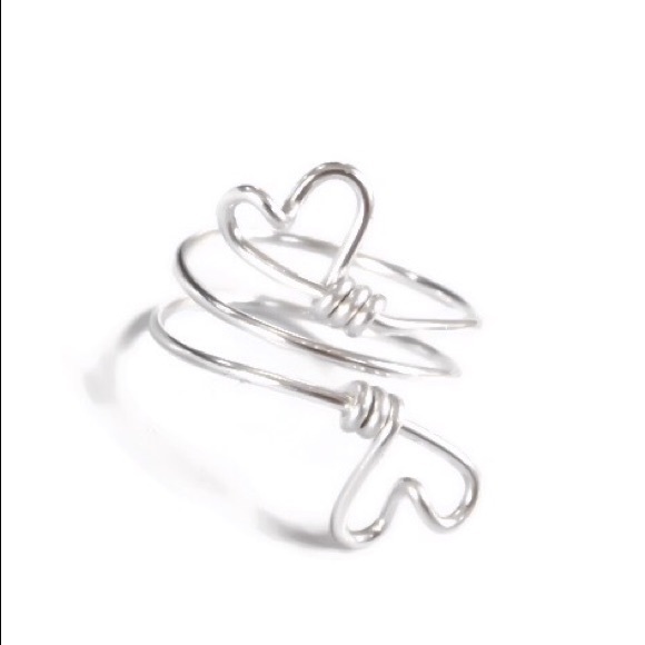 Double Heart Adjustable Midi Knuckle Ring 925 Sterling Silver Gold & Rose Gold - Picture 2 of 7